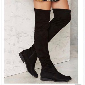 Call It Spring Navy Over The Knee Suede Boots
